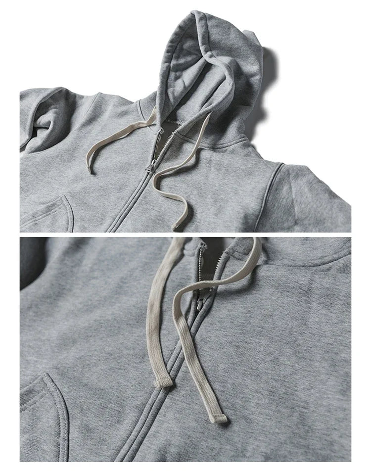 Non Stock Men's Zip Up Hooded Sweatshirt Heavyweight Solid Color Hoodies Thick