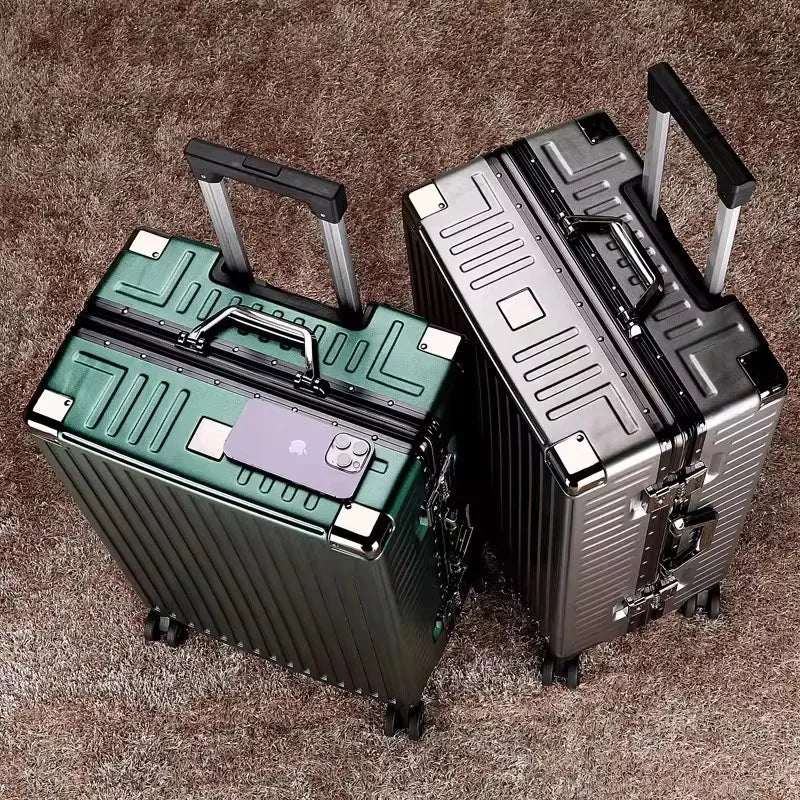 Aluminium Frame Suitcase Large-capacity Trolley Case Strong and Durable Password Cabin Bag Thickened PC suitcase 20/22/24/26/28
