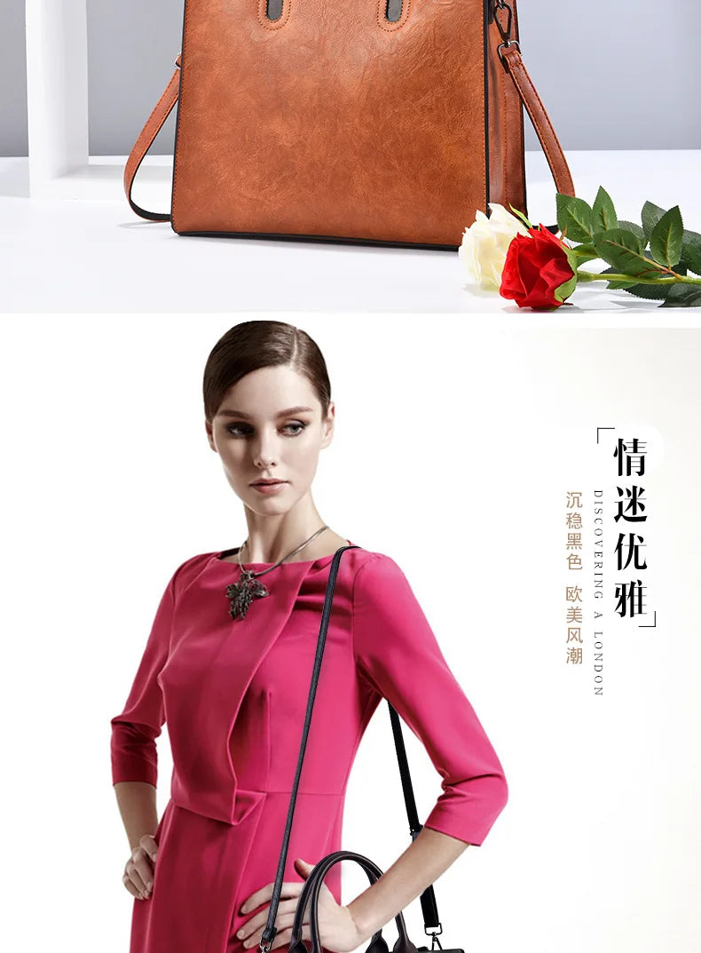 Large Capacity Women's Casual Tote Bag Women Leather Handbags Ladies Square Shoulder Bag Bolsas Femininas Fashion Crossbody Bag