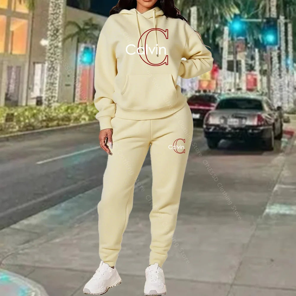 Hoodies Women Pants Sets Sweatshirt And Sweatpant Full Outfit Spring Autumn Loose Fit Stylish Trendy Designer Clothing Women Set