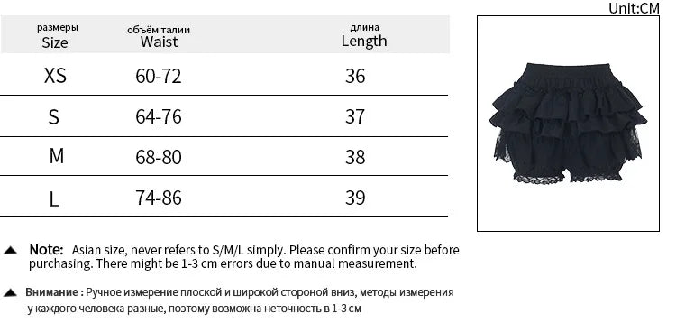 Gothic Punk Girls Kawaii High Waist Shorts Skirts Lolita Vintage Lace Ruffles Shorts Y2k E-girl Black Women Pumpkin Bloomers