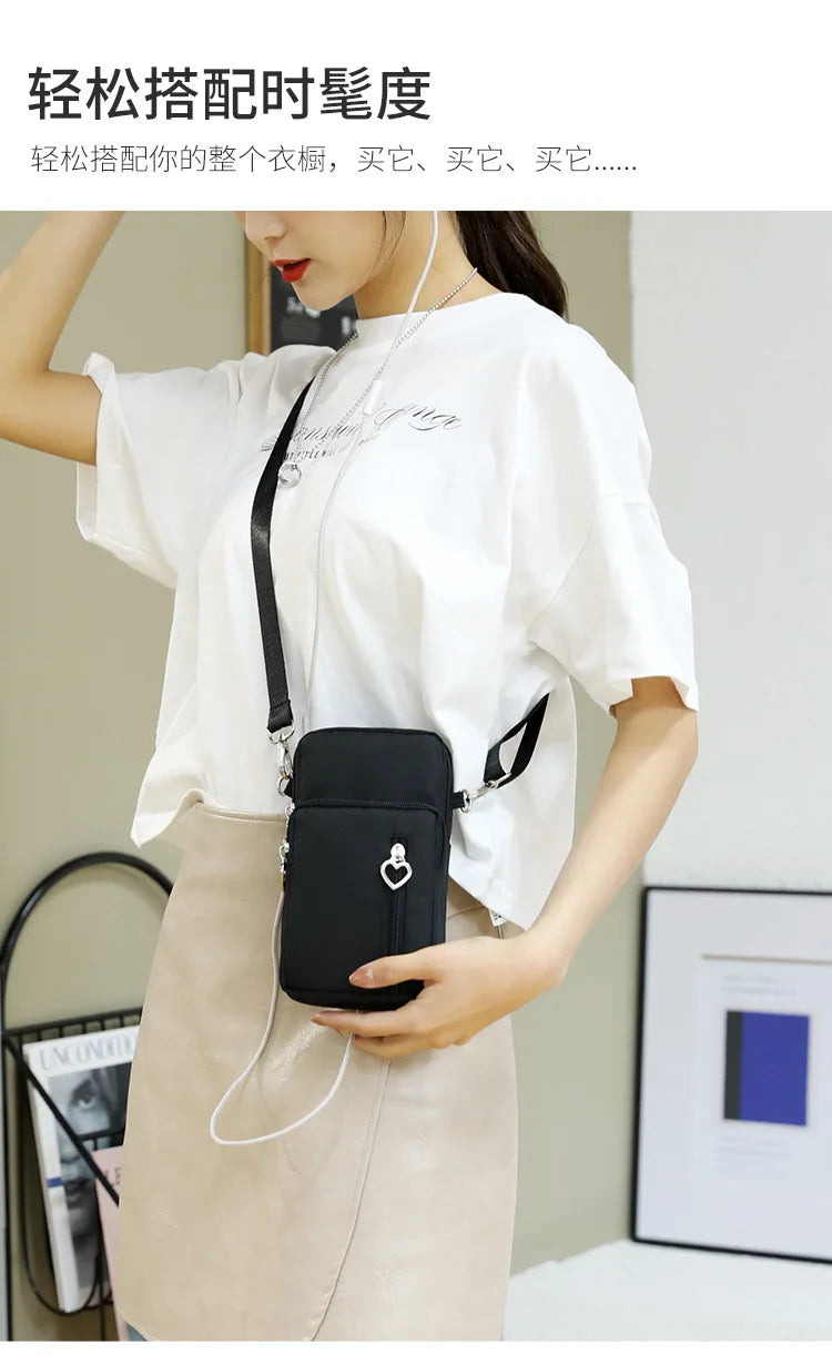 Waterproof Nylon Mobile Phone Versatile Mini Bag Purses Women's Shoulder Cross Body Messenger Bag