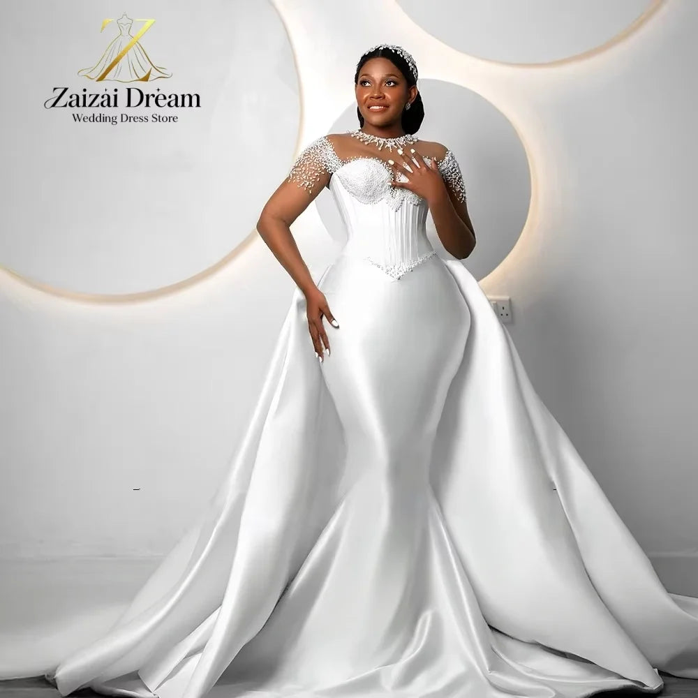 Customized Luxury Off Shoulder Sleeves Wedding Dresses 3D Flower Lace Celebrity Dress Exquisite High Quality Prom Party Gown