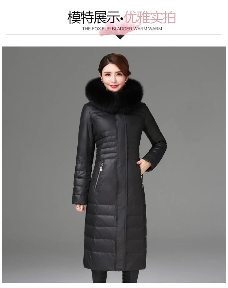 Shengyu Boya Middle-Aged and Elderly Women's Over-The-Knee Long down Jacket, Thickened Slim-Fit Coat for Mothers, New Style