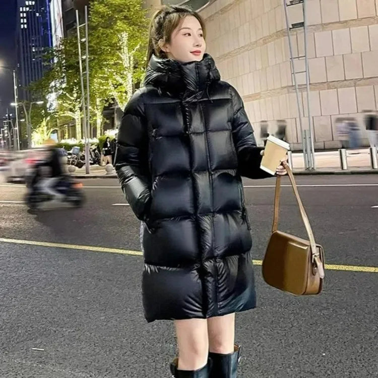 Winter Thickness White Duck Down Jacket Women Long Warmth Fluffy Puffer Coat Hooded Female Fashion Parkas Snow Outwear