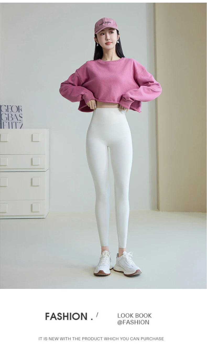 BIVIGAOS Spring Summer Back Pocket Nude Feel Sharkskin Leggings Women Fish Bone High Waist Push Up Sport Fitness Running Legging