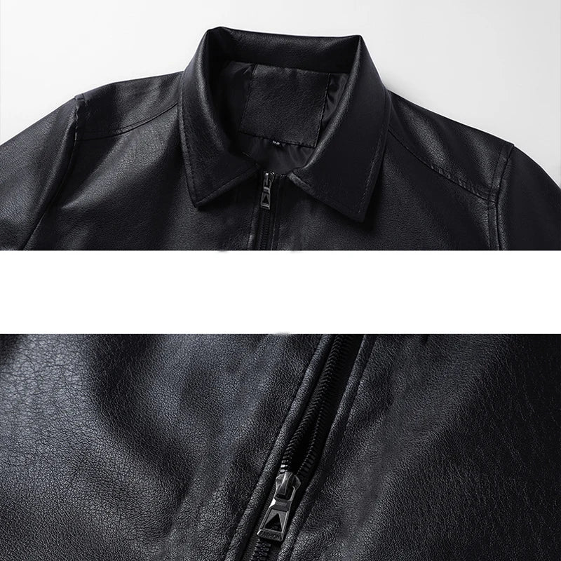 New Classic Motorcycle Men's Leather Jacket PU Leather Coat Men Windbreak Biker Leather Jacket Men Autumn Winter Outerwear 3XL