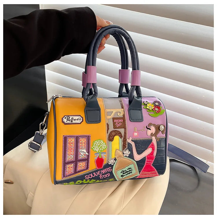 Design Patchwork Zipper 2026 Hot Sale Women's Bags Retro High Quality Women's Bags PU New Personality Stylish Shoulder Bags