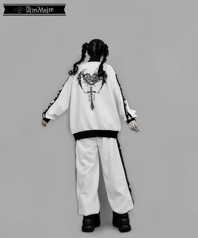 [Olmee] In Stock Jirai Kei Ryousangata Gothic Jacket Coat Outerwear Cosplay Costume Oversized Zipper Bat Cross Halloween Xmas