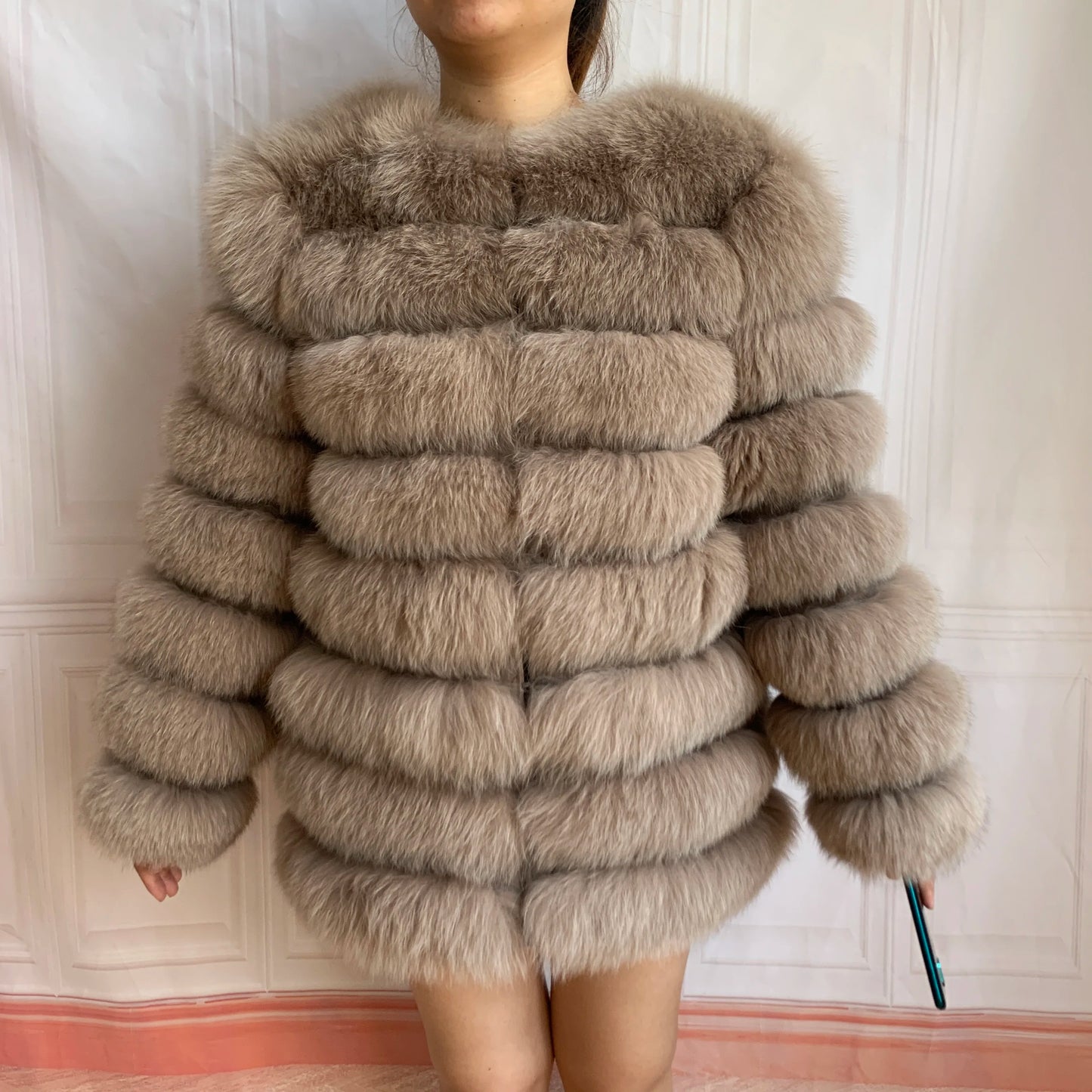 NEW Style Length Sleeves 4in1 Real Fur Coats Women Natural Real Fur Jackets Vest Winter Outerwear Women Fox Fur Coat Quality Fur