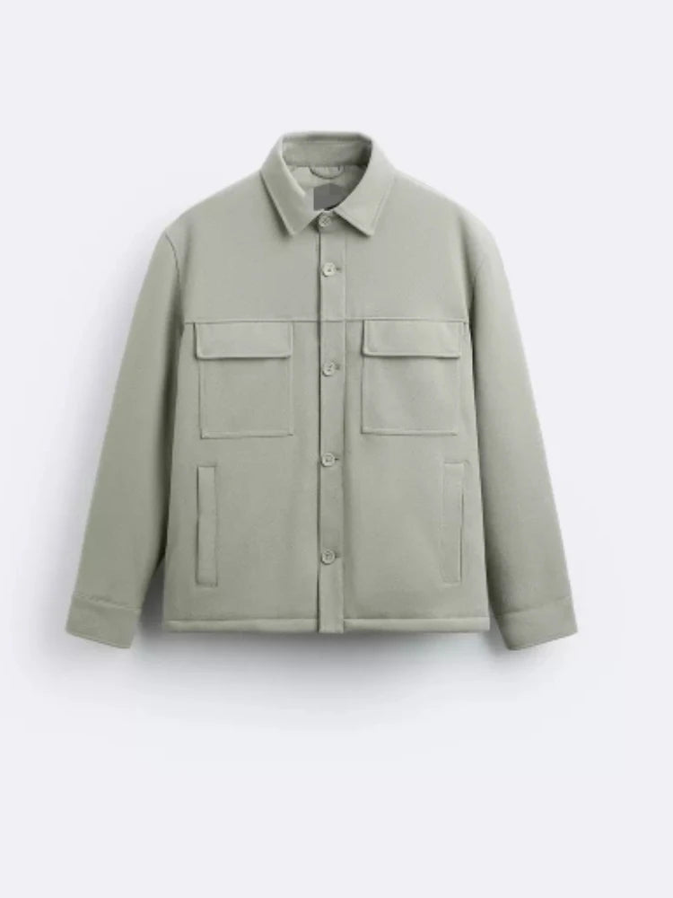 Spring Menswear Texture irt Jaet Multi-ket Workwear Sle Casual Long Sve Collared Outerwear for Middle Youth