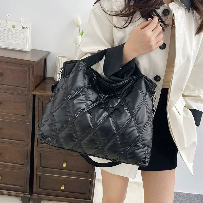 Simple Versatile Diamond Large Capacity Retro Handbag Women's Casual Soft Handle Crossbody Shoulder Bags