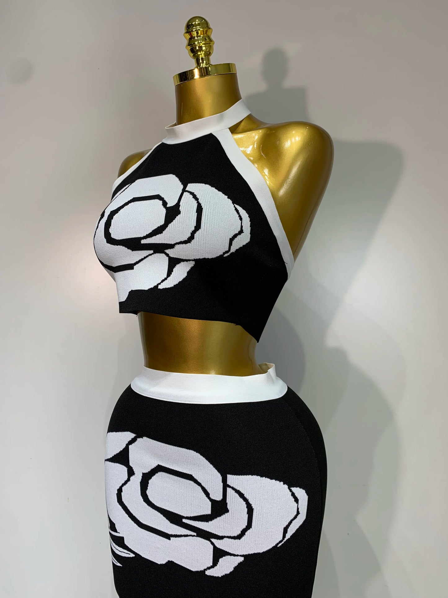 2025 New Arrival Women Sexy Halter Backless Bodycon Two Pieces Bandage Dress Nightclub Party Celebrate Birthday Elegant Dresses