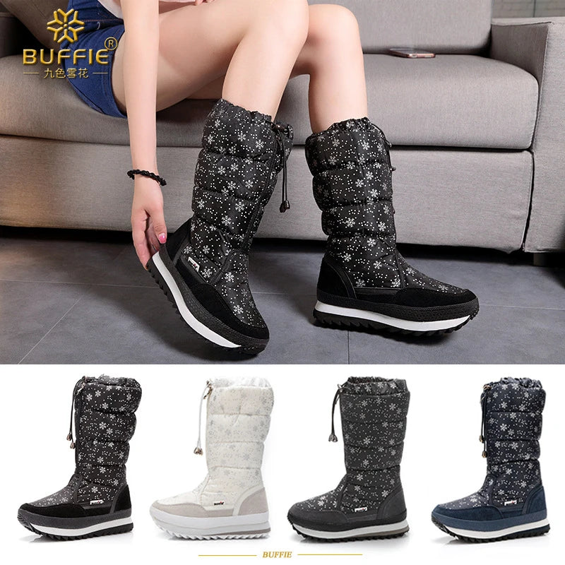 Large-Size Cotton Shoes For Winter Outdoor Thick Warm Cotton Shoes High-Top Snow Boots Winter Wild Plus Velvet Cotton Boots