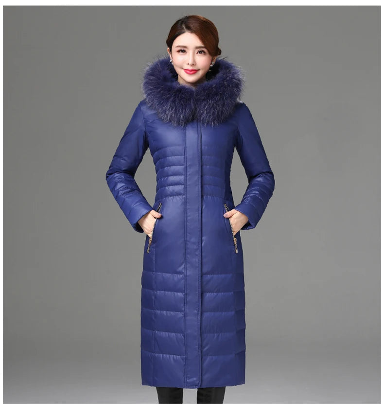 Shengyu Boya Middle-Aged and Elderly Women's Over-The-Knee Long down Jacket, Thickened Slim-Fit Coat for Mothers, New Style