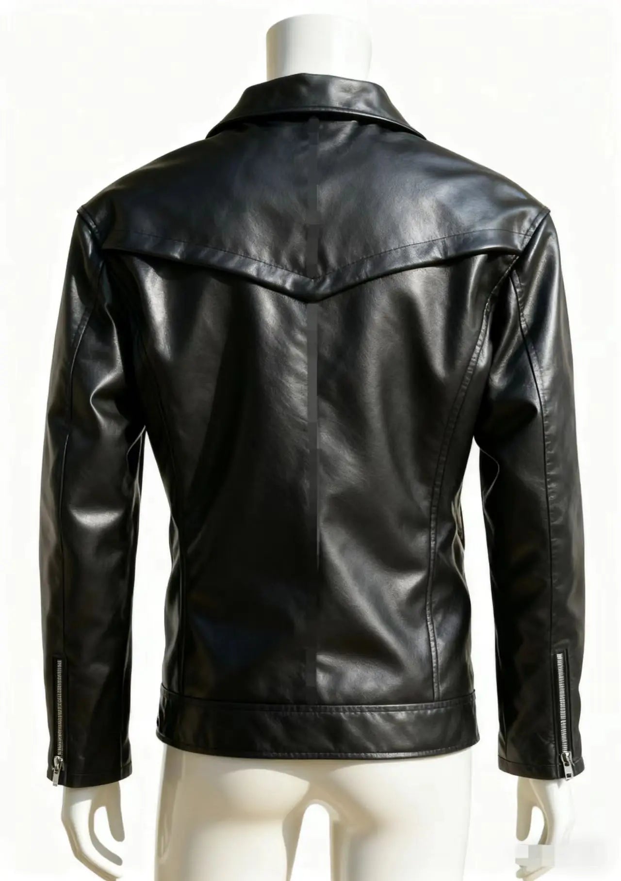 Winter and Autumn Men's Oversized Button-down PU Leather Coat with Multiple Zippers Polo Jacket, with Many Zippers