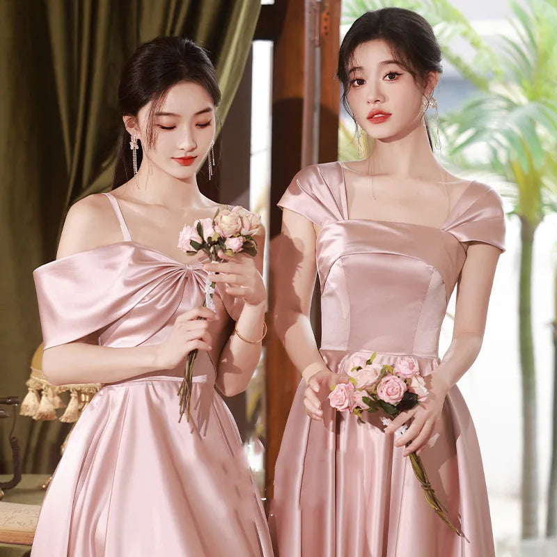 Bridesmaid Dresses Pink 2026 New Spring Wedding Satin High Sense Can Wear Sisters Evening Gown Dress Customized for Women