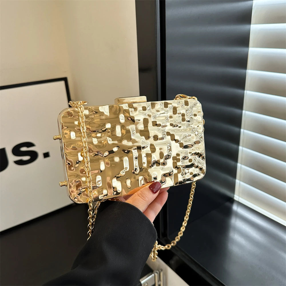 MOODS Luxury Golden Evening Bags For Women Wedding Dinner Party Chain Shoulder Cross Body Bag 2024 Designer Purses And Handbags