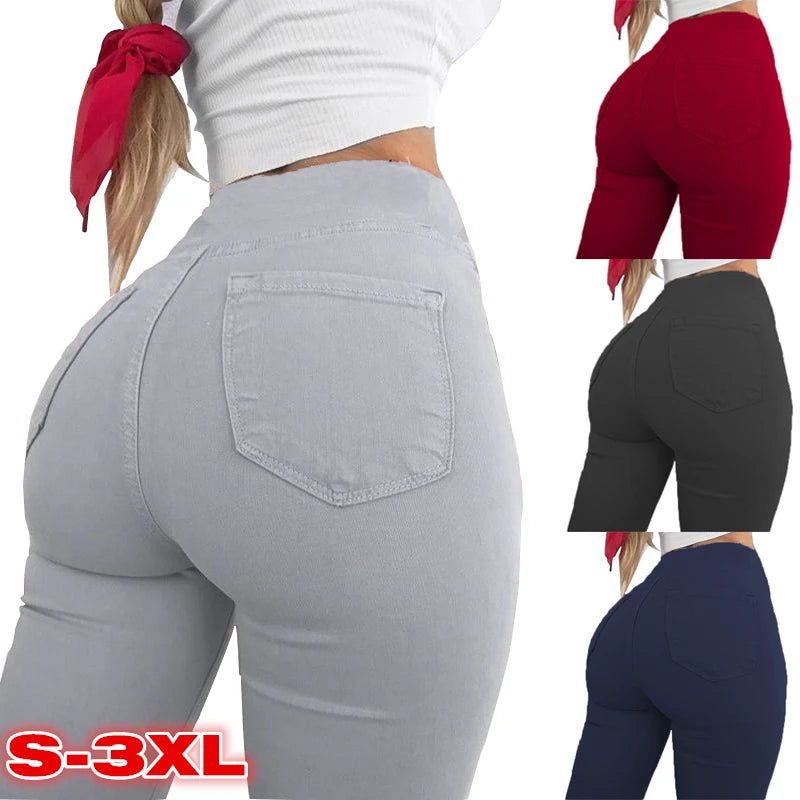 Women's Pencil Pants High Waist Trousers Spring Fall Stretch Pants For Women Slim Ladies Trousers