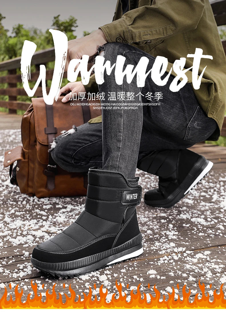 New Men's Winter Boots Warm Plush Snow Boots High Quality Waterproof High-Top Men's Ankle Boots Outdoor Men Hiking Boots Sneaker