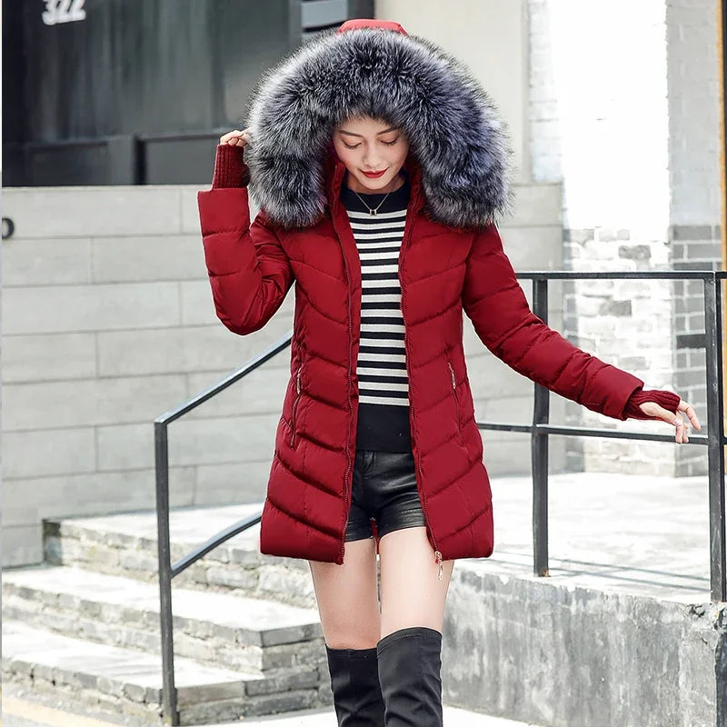 2025 New Arrival Fashion Slim Women Winter Jacket Cotton Padded Warm Thicken Ladies Coat Long Coats Parka Womens Jackets