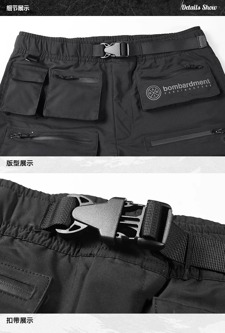 Multi-pocket Tactical Function Cargo Shorts Summer Mens Clothing Y2K High Street Punk Style Techwear Quick-dry Pants pantalone