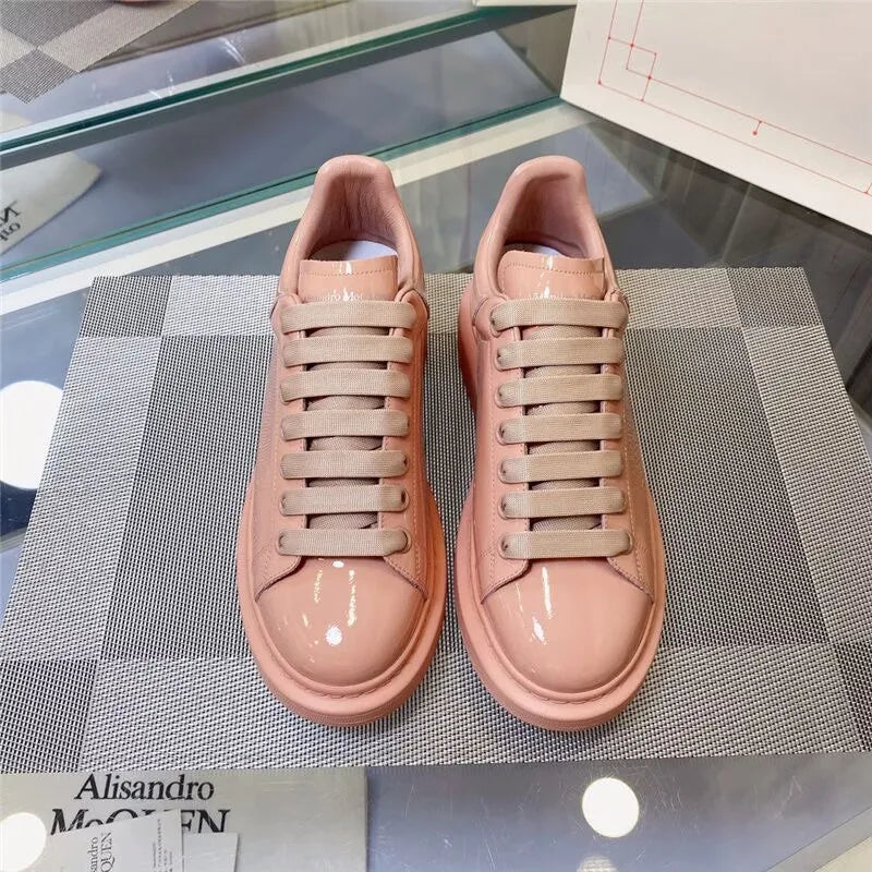 Sneakers Casual Men Designer Board Shoes Fashion Patent Leather/Denim Breathable Increased Internal Flat Platform Punk Shoes