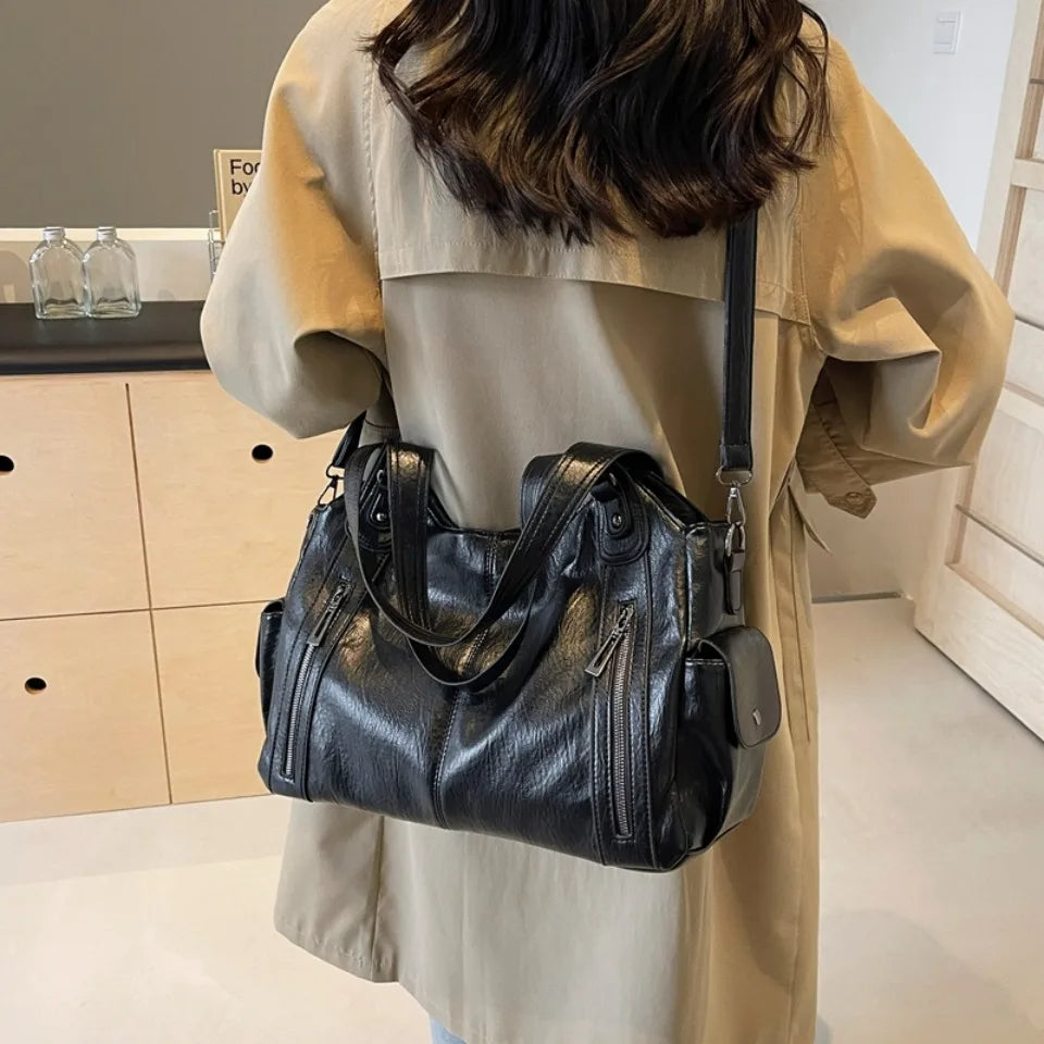 Daily Business Commuting Large Capacity Tote Hand Bags Soft Leather Shoulder Crossbody Bags for Women Handbags Sturdy Durable