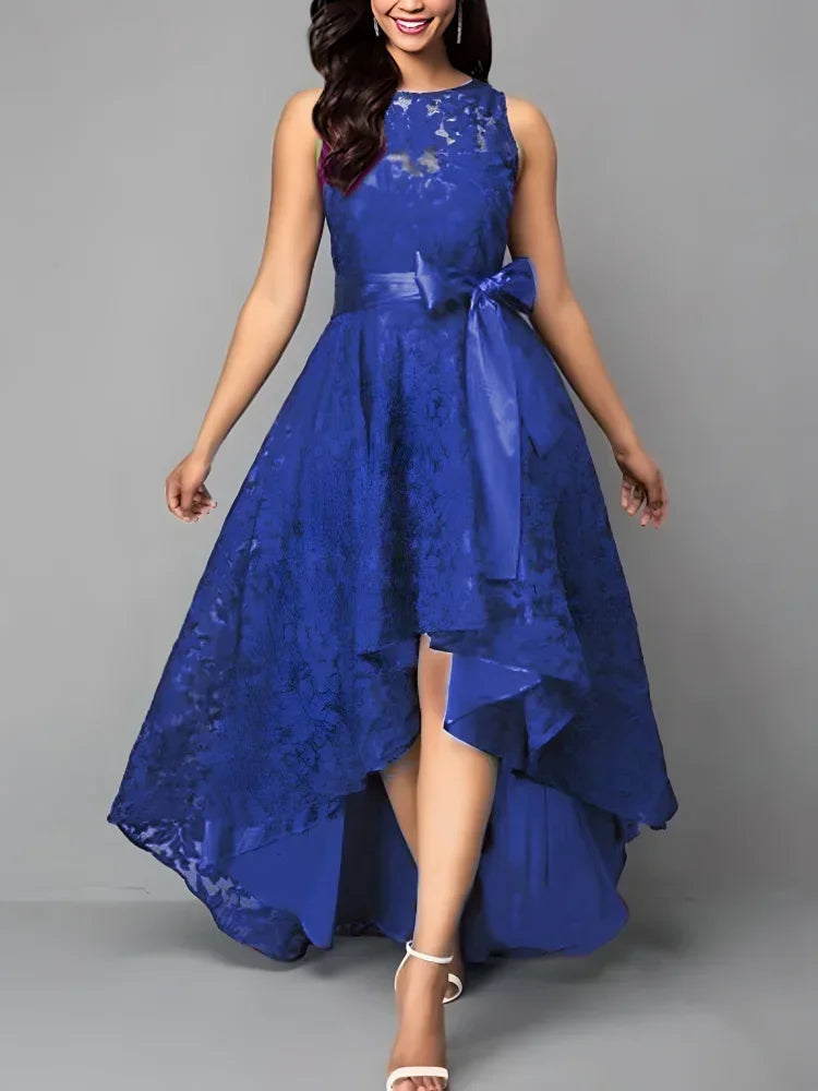 Women's Luxury Wedding Bridesmaid Dresses Elegant Lace Evening Sweet Party Dress Plus Size Slim High Waist Bow Maxi Dresses