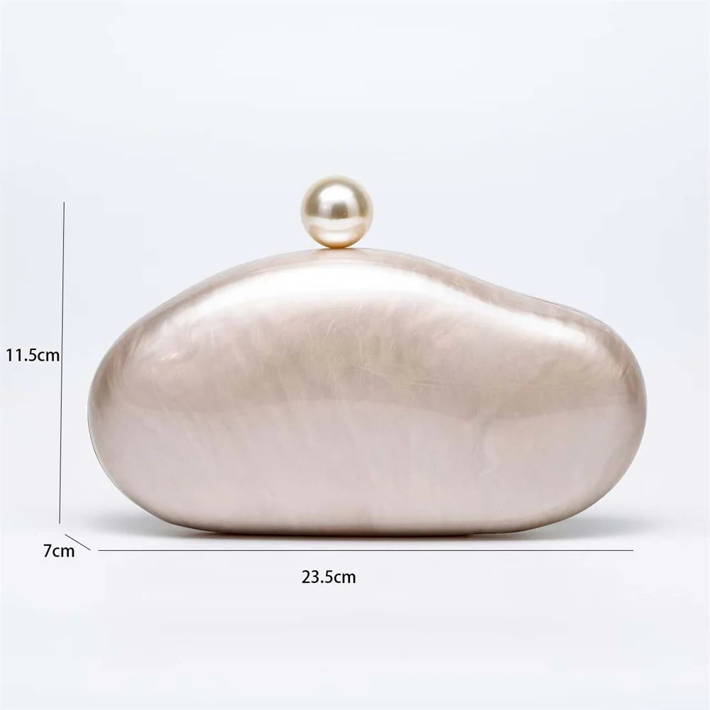 New Pearl Marble Red Green Brown Black Acrylic Box Clutches Evening Bags Women Luxury Designer Purses Bridal Wedding Party Bags