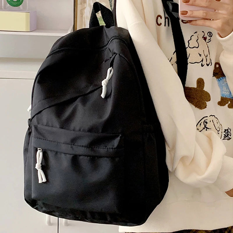 School Large Capcity Nylon Solid Color Backpack Handbag Pencil Case Casual Fashion Shoulder Bag For Women