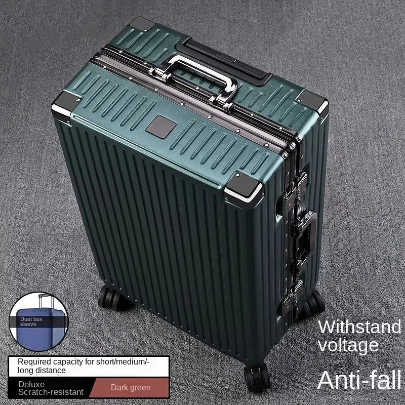 Aluminium Frame Suitcase Large-capacity Trolley Case Strong and Durable Password Cabin Bag Thickened PC suitcase 20/22/24/26/28