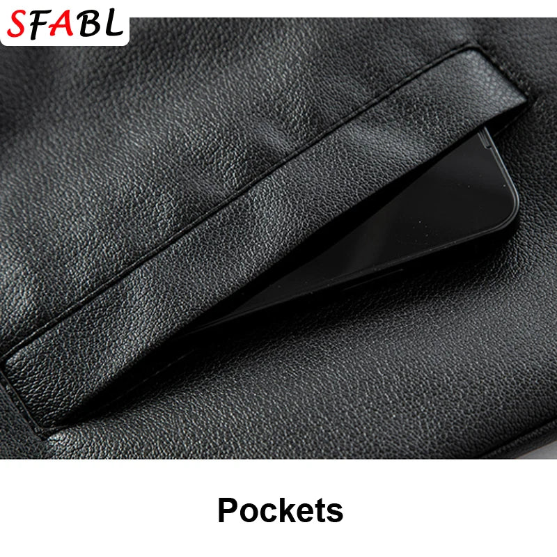 New Classic Motorcycle Men's Leather Jacket PU Leather Coat Men Windbreak Biker Leather Jacket Men Autumn Winter Outerwear 3XL