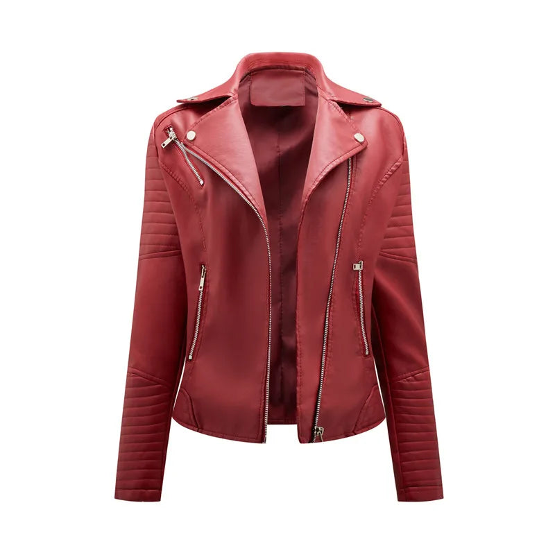 2026 New Fashion Women Faux Leather Jacket, Spring Autumn Zipper Casual Pu Coat, Female Biker Outerwear Ladies Clothes S-XXXL