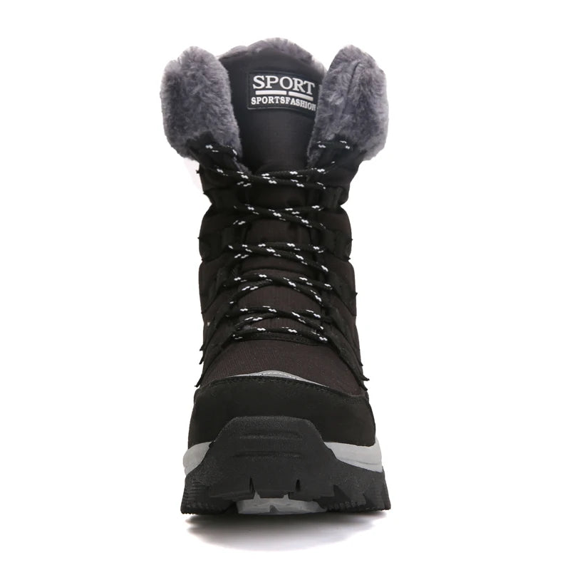 Women's Snow Boots, Women's Shoes, Winter Fleece-Lined, Thickened, Warm Outdoor Hiking Boots, High-Top, Thick-Soled Outdoor Boots