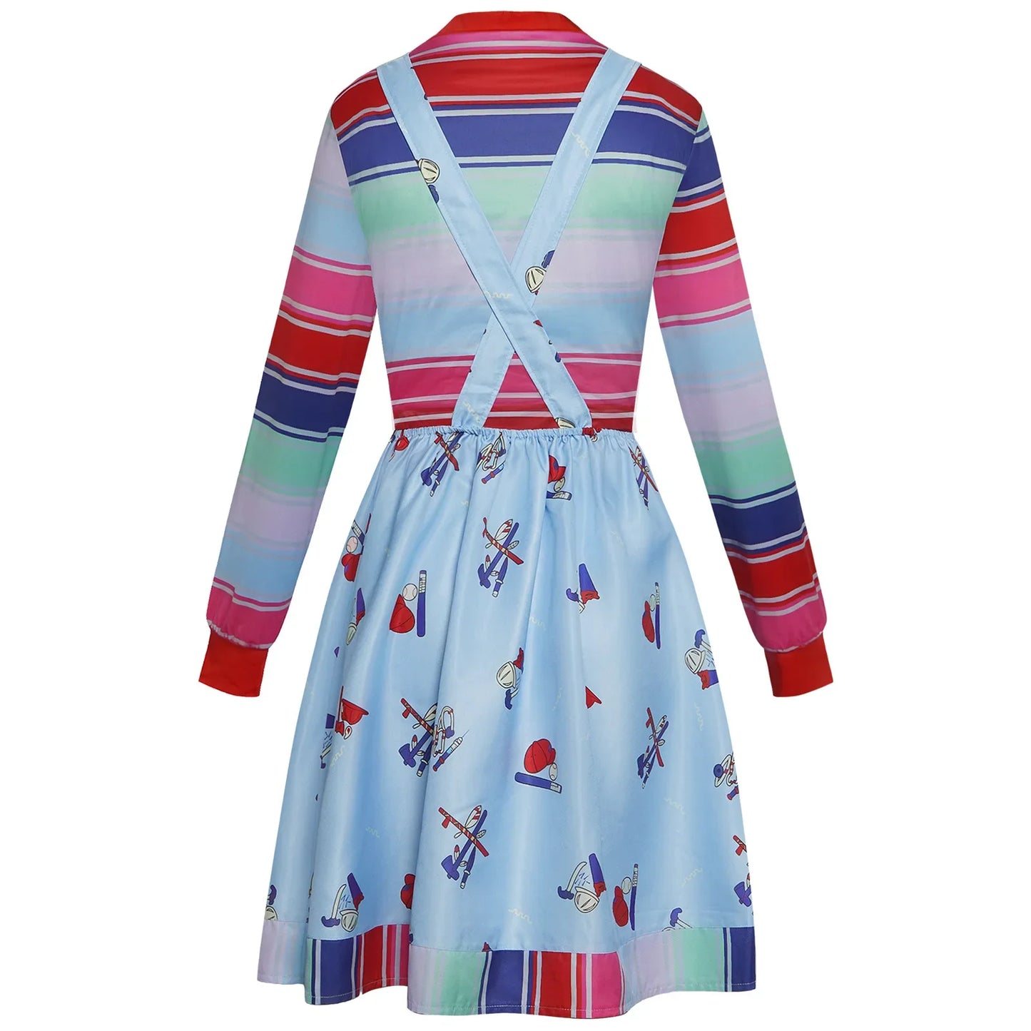 Movie Chucky Cosplay Costume Adult Unisex Dress Top Overall Pants Suit Halloween Uniform Outfit Performance