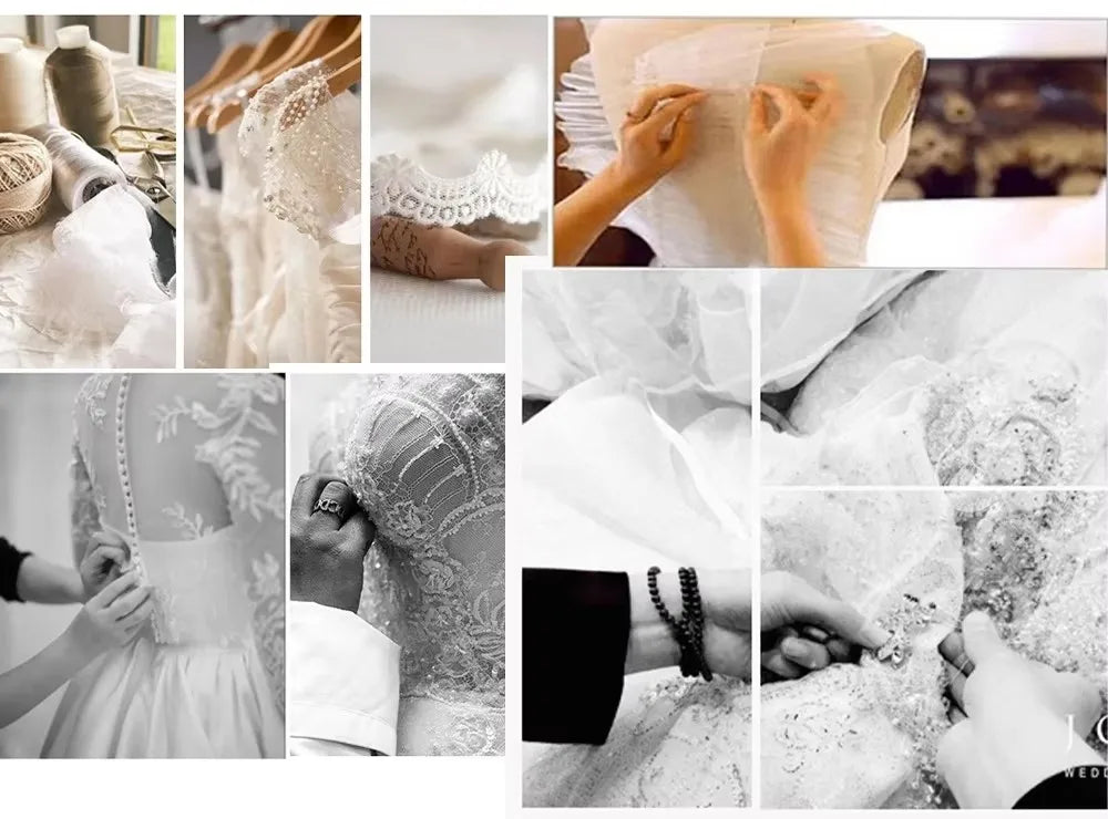 LIGI Luxury Off The Shoulder Lace Pearl Chain Mermaid Wedding Dress Customized Exquisite Beading Detachable Train Bridal Gown  ﻿