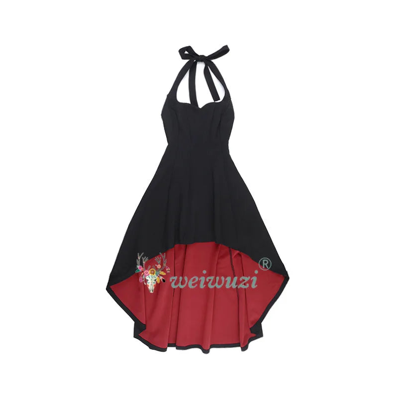 Halloween Costume Vampire Cosplay Costume Women Around The Neck Irregular High‑Low Hem Dress for Ghost Bride Cosplay Clothes