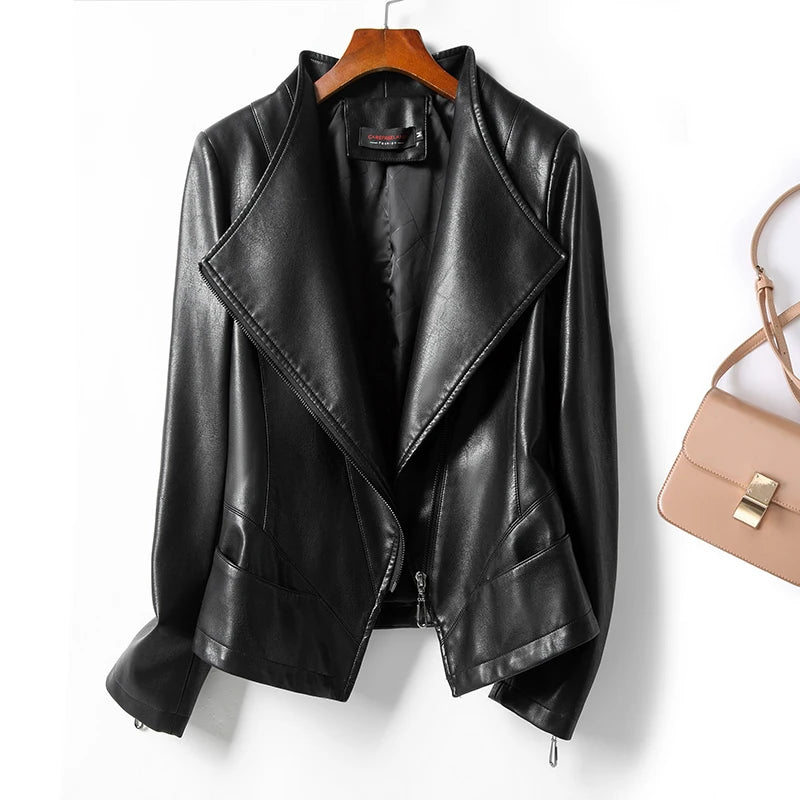Ning Genuine Leather Jacket Women's Short Sheepskin 2026 Spring Autumn New Style Motorcycle Biker Jacket Slim Fit Korea...