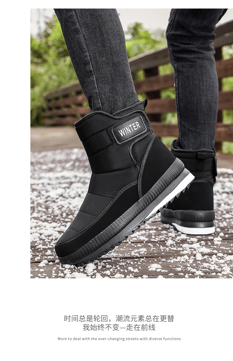 New Men's Winter Boots Warm Plush Snow Boots High Quality Waterproof High-Top Men's Ankle Boots Outdoor Men Hiking Boots Sneaker