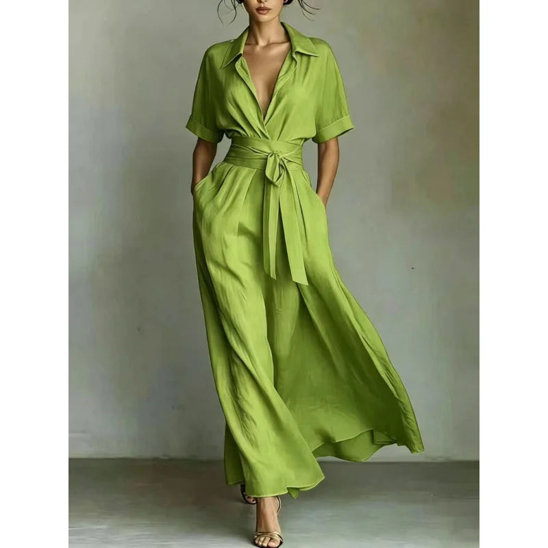Dress Dresses Women Spring Summer French Retro Plain Waist Cinching Slim African Sundress