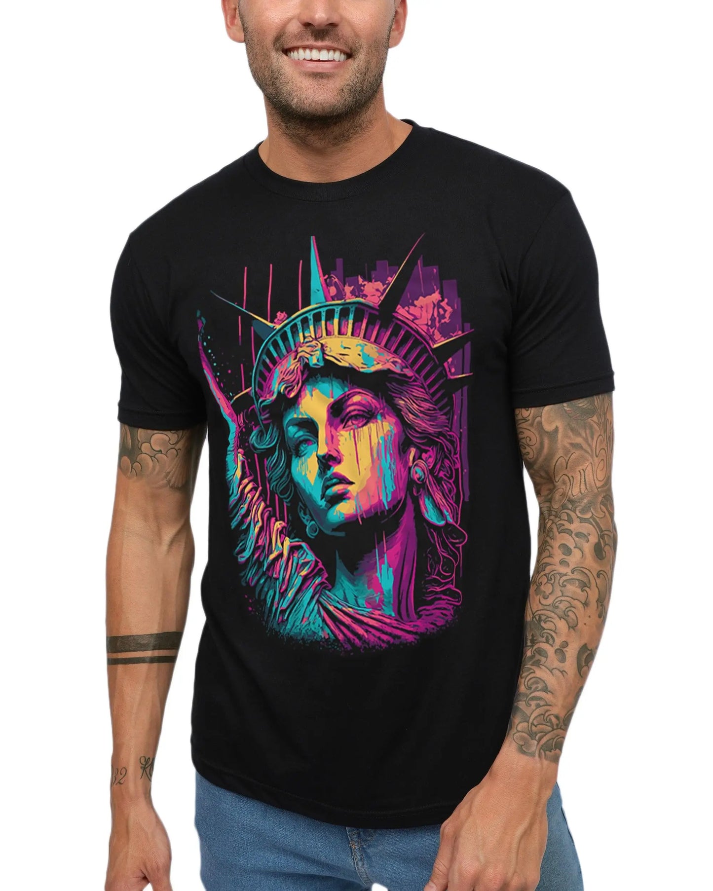 INTO THE AM Graphic Tees for Men S - 4XL Premium Short Sleeve Colorful T-Shirts Trippy Astronaut Designs High Quality 50988