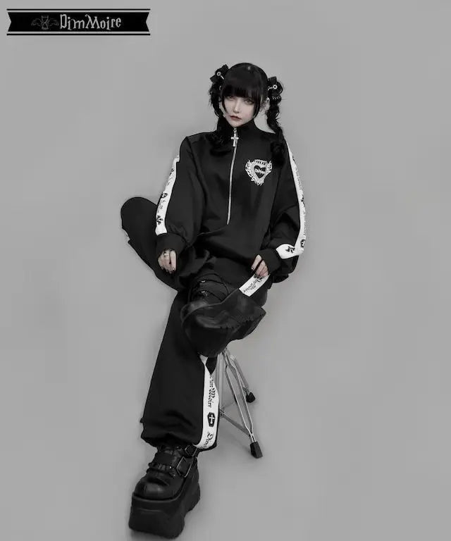 [Olmee] In Stock Jirai Kei Ryousangata Gothic Jacket Coat Outerwear Cosplay Costume Oversized Zipper Bat Cross Halloween Xmas