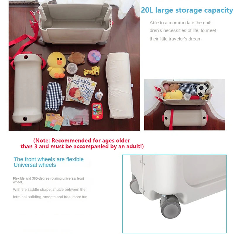 Children's Luggage Can Lie Down Can Sit Can Ride Multi Purpose Child Cabin Suitcase ABS Multifunctional Baby Traveller's Bed