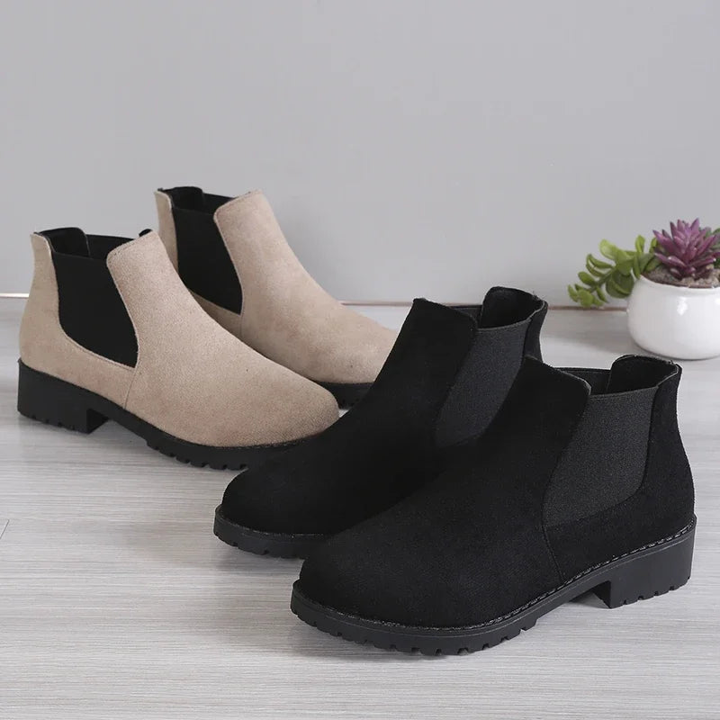 2025 Autumn and Winter New Women's Boots, High-Quality Women's Shoes, Fashionable High-End Square Heel Short Leg Chelsea Boots