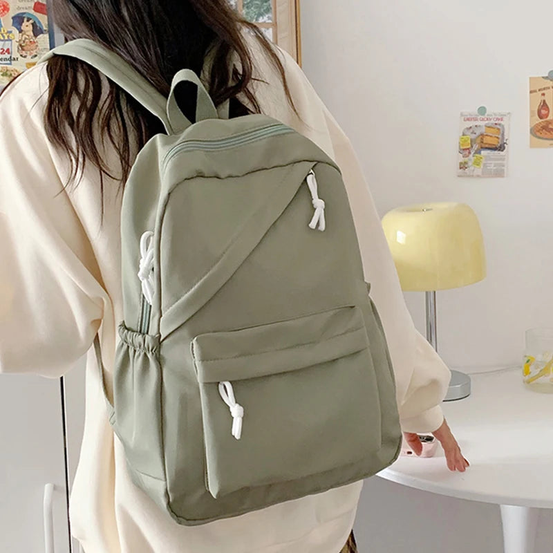 School Large Capcity Nylon Solid Color Backpack Handbag Pencil Case Casual Fashion Shoulder Bag For Women