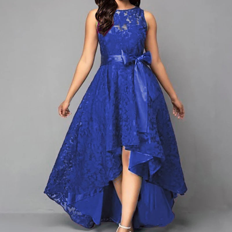 Women's Luxury Wedding Bridesmaid Dresses Elegant Lace Evening Sweet Party Dress Plus Size Slim High Waist Bow Maxi Dresses