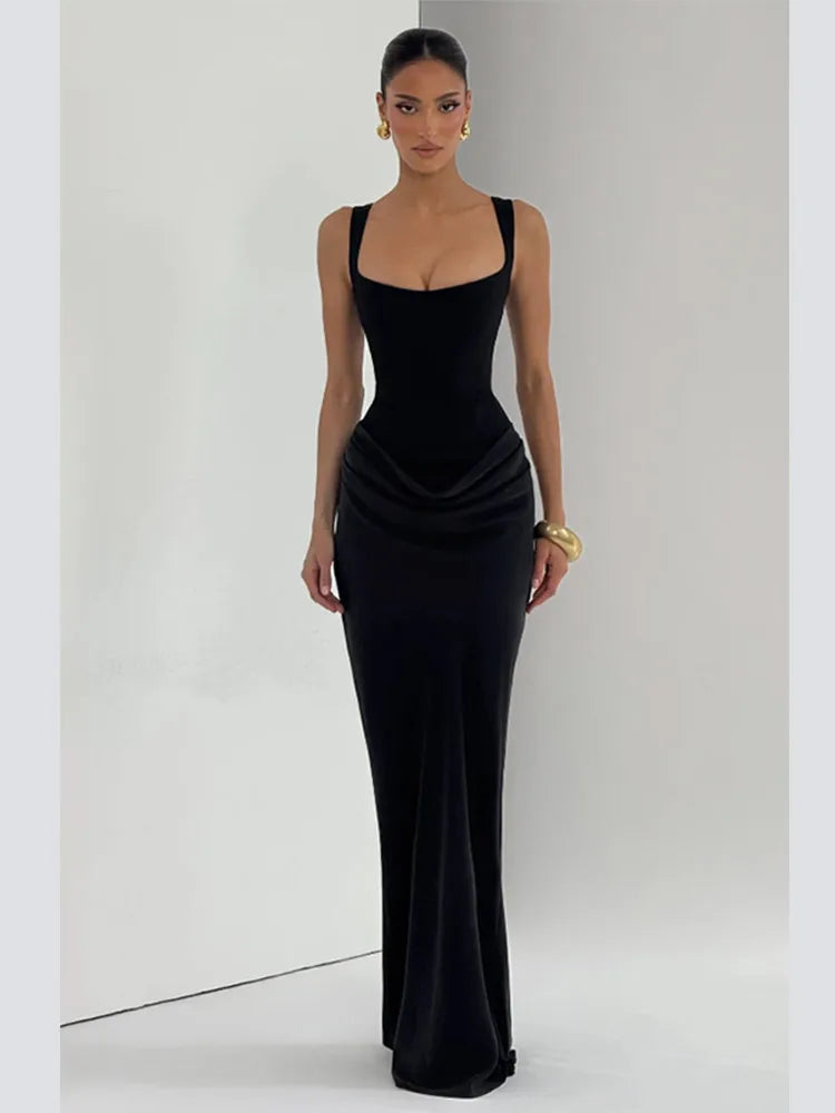 Women Black Velvet Sheer Maxi Dress Sexy Chic Mesh Patchwork Off-shoulder Waist Cinching Slim Maxi Dresses 2026 Club Party Gowns