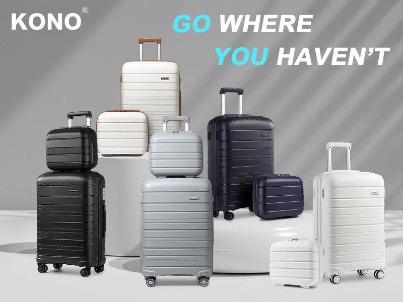 KONO 40L hand luggage Trolley Suitcase Lightweight 4 Twin wheels Hard suitcase TSA Lock Polypropylene