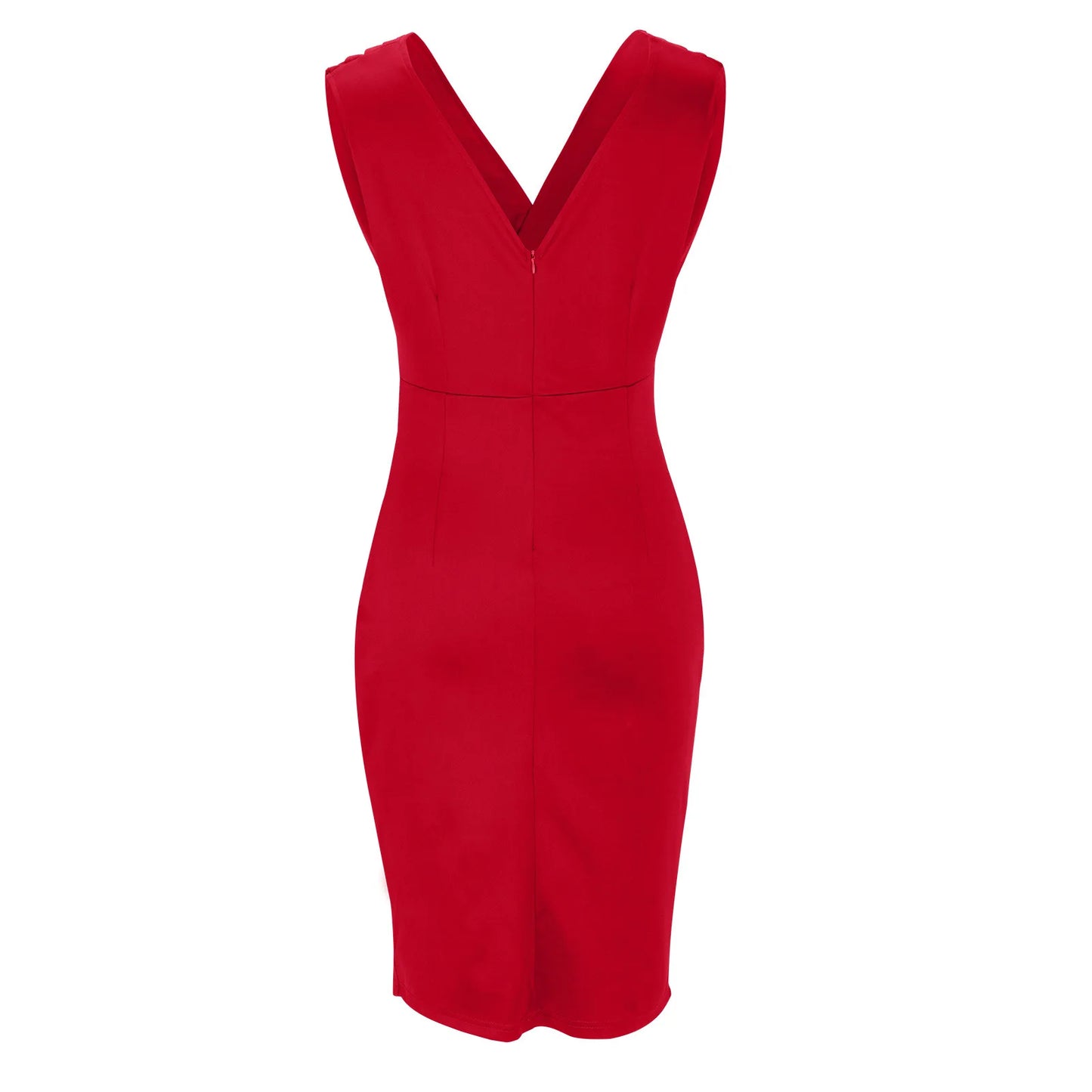Summer Elegant Women Sexy Casual Sleeveless Office Mini Dress Fashion Solid Color V-neck High Waist Tight Side Split Dresses